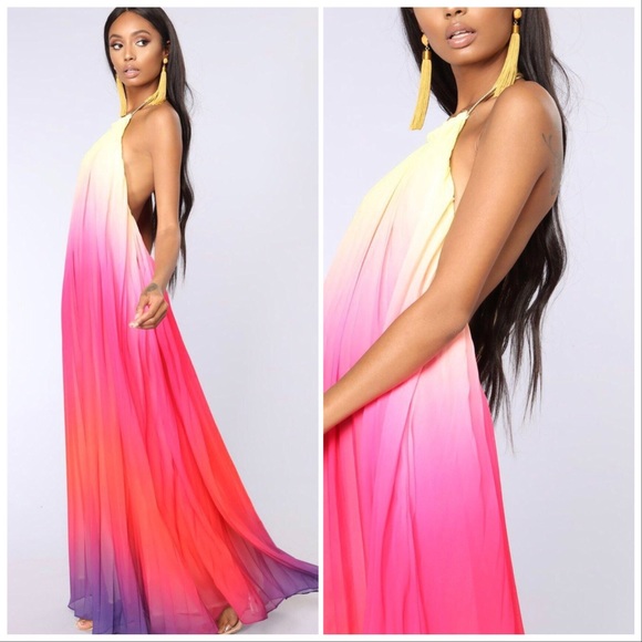 🔥Stunning Gradient Ombré Chiffon Backless Dress🔥 - Picture 2 of 5